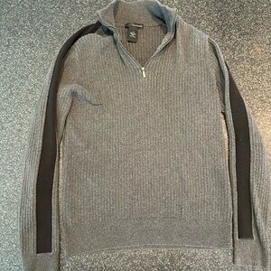 Calvin Klein Gray and Black Half Zip-Up Sweater